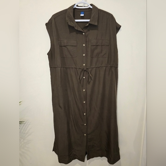 Old Navy Maternity Dolman Sleeve Utility Midi Dress size L black and green - Picture 5 of 10